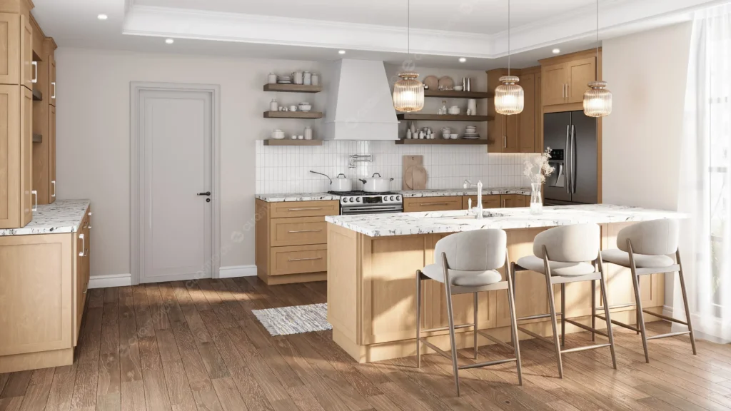 Kitchen cabinets in a Florida home affected by humidity and daily use