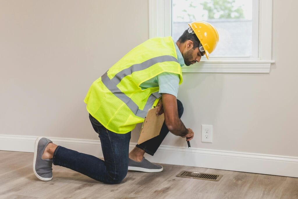 Licensed general contractor inspecting home interior in Gainesville FL