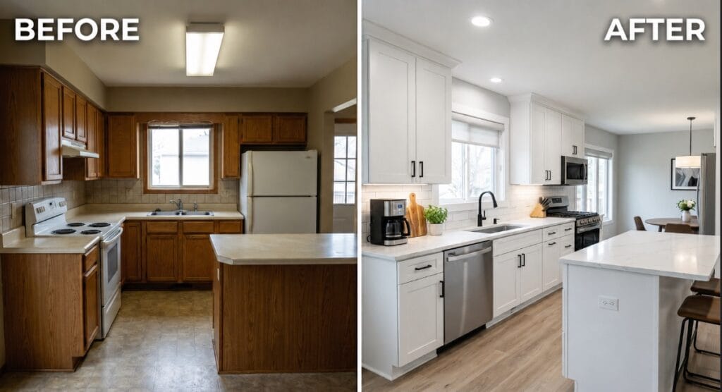 mid range kitchen remodel Gainesville FL before and after