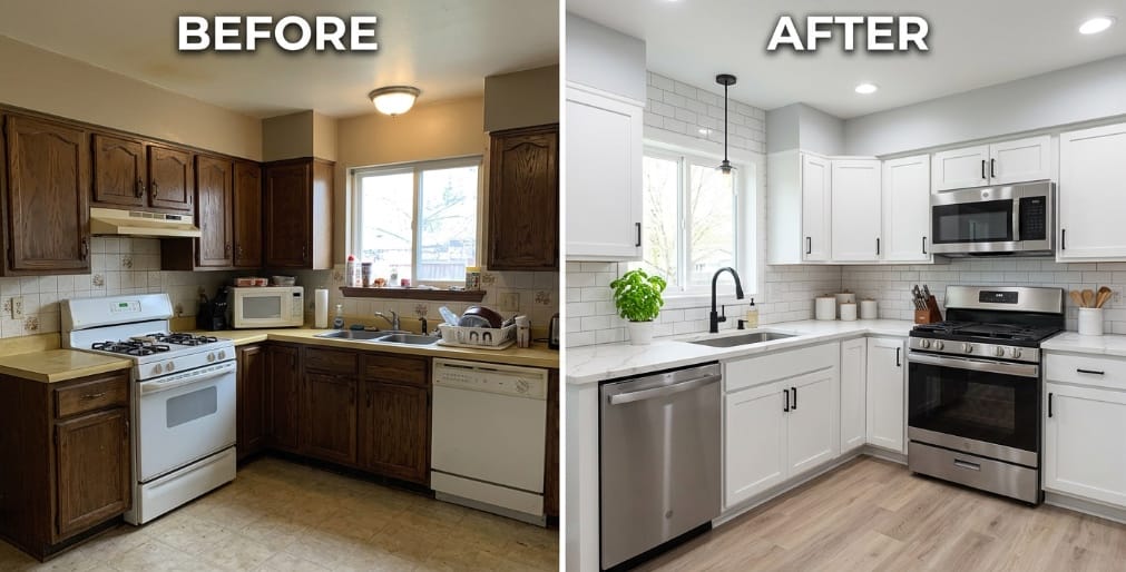 budget kitchen remodel Gainesville FL before and after